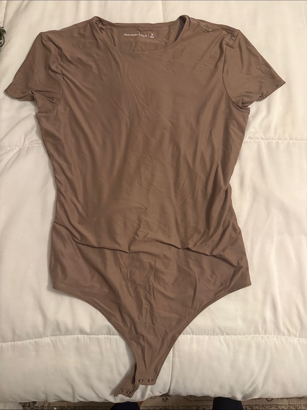 Abercrombie & Fitch Taupe Short-Sleeve Bodysuit